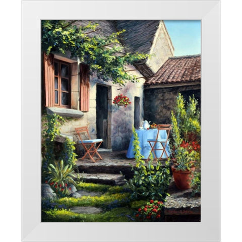 Tea on the Terrace White Modern Wood Framed Art Print by Felisky, Barbara