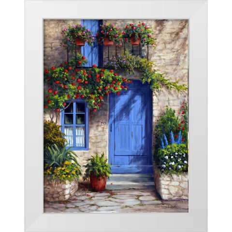 Provence Blue Door White Modern Wood Framed Art Print by Felisky, Barbara