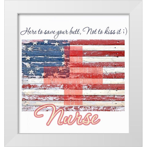 All American Nurse White Modern Wood Framed Art Print by Baldwin, Jim