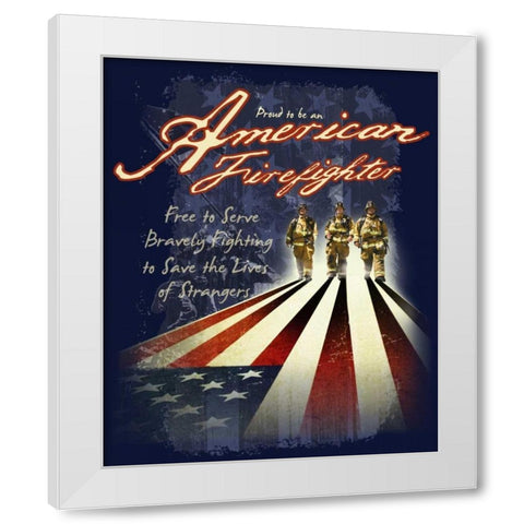 American Firefighters White Modern Wood Framed Art Print by Baldwin, Jim