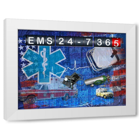 EMS 24-7 365 White Modern Wood Framed Art Print by Baldwin, Jim