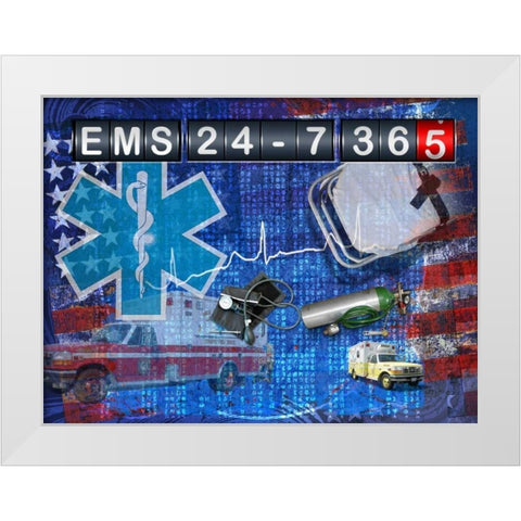EMS 24-7 365 White Modern Wood Framed Art Print by Baldwin, Jim