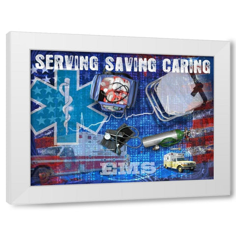 Serving Saving Caring White Modern Wood Framed Art Print by Baldwin, Jim