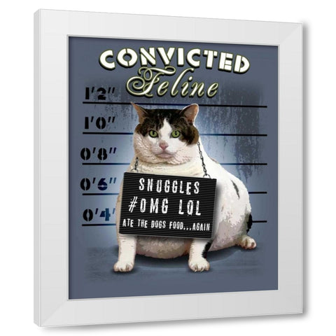 Convicted Feline White Modern Wood Framed Art Print by Baldwin, Jim