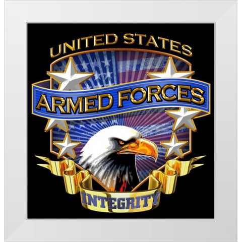 Armed Forces White Modern Wood Framed Art Print by Baldwin, Jim