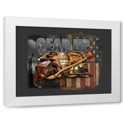 Gear Up White Modern Wood Framed Art Print by Baldwin, Jim
