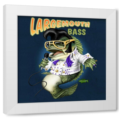 Largemouth Bass White Modern Wood Framed Art Print by Baldwin, Jim