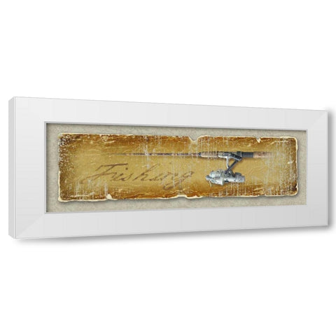 Fishing White Modern Wood Framed Art Print by Baldwin, Jim