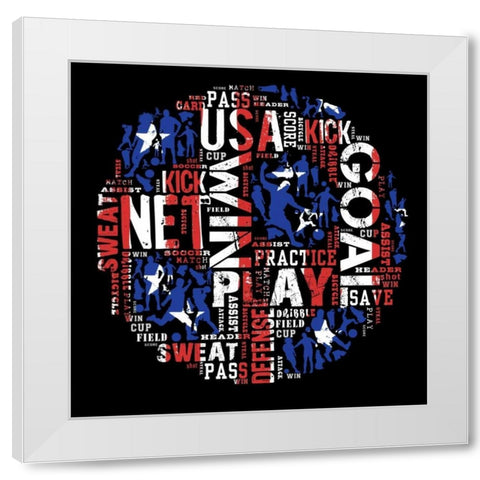 Soccer White Modern Wood Framed Art Print by Baldwin, Jim