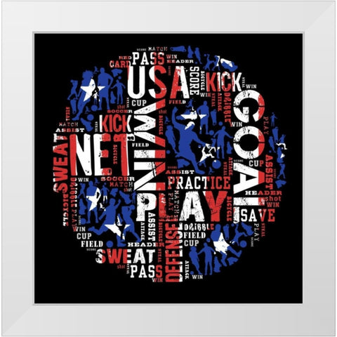 Soccer White Modern Wood Framed Art Print by Baldwin, Jim