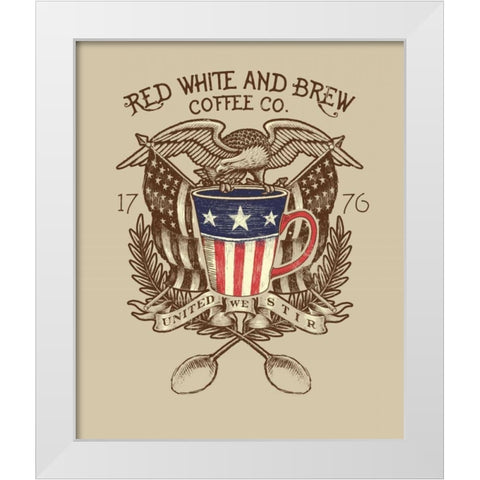 Red, White and Brew White Modern Wood Framed Art Print by Baldwin, Jim