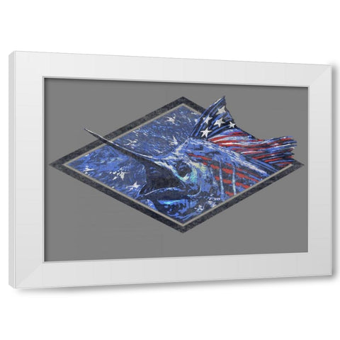 Swordfish White Modern Wood Framed Art Print by Baldwin, Jim