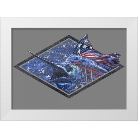 Swordfish White Modern Wood Framed Art Print by Baldwin, Jim