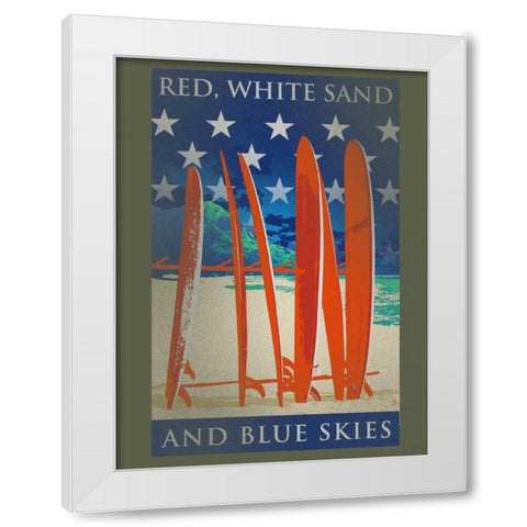 Surfboards Line Up White Modern Wood Framed Art Print by Baldwin, Jim