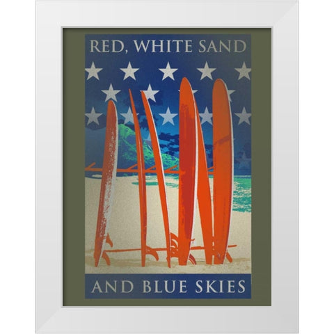 Surfboards Line Up White Modern Wood Framed Art Print by Baldwin, Jim