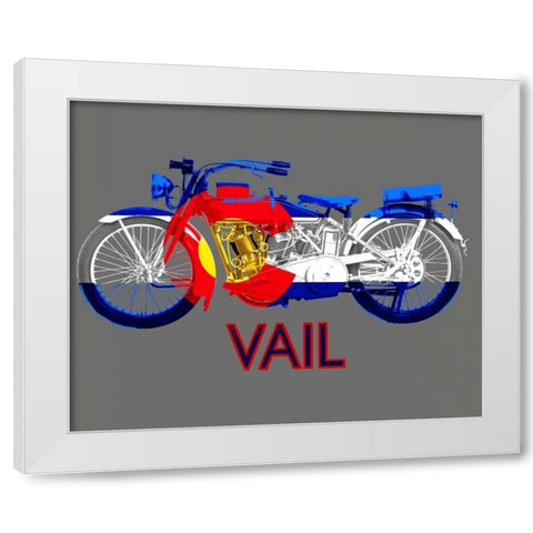 Colorado Motorcycle White Modern Wood Framed Art Print by Baldwin, Jim