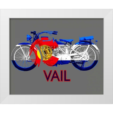 Colorado Motorcycle White Modern Wood Framed Art Print by Baldwin, Jim