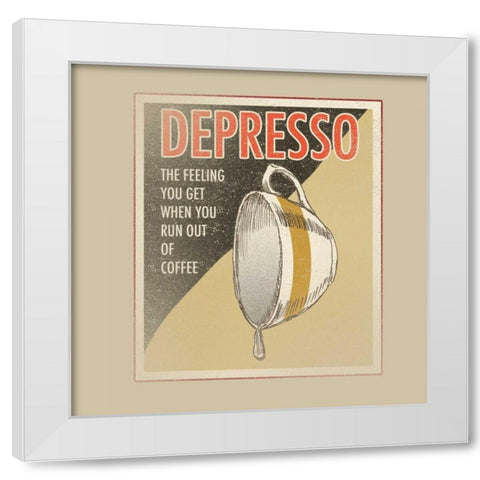 Depresso White Modern Wood Framed Art Print by Baldwin, Jim