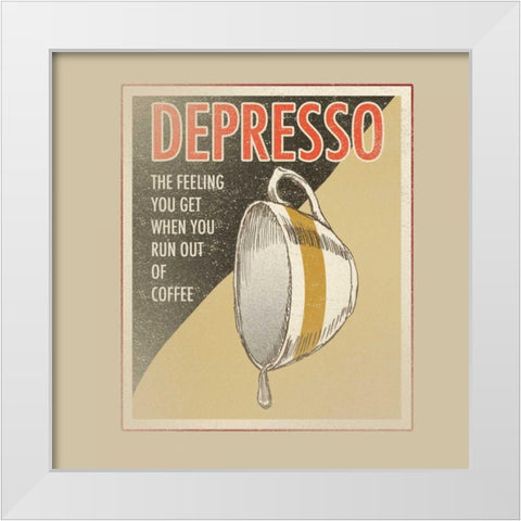 Depresso White Modern Wood Framed Art Print by Baldwin, Jim