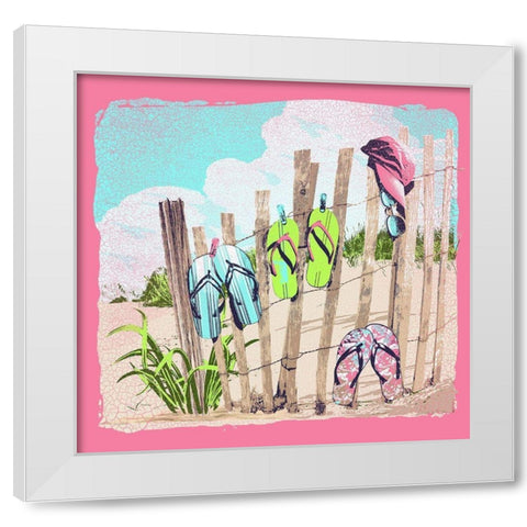 Flops on a Fence White Modern Wood Framed Art Print by Baldwin, Jim
