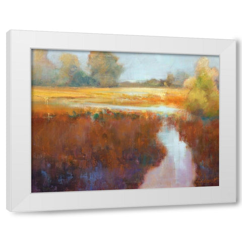 Running River White Modern Wood Framed Art Print by Candy Rideout