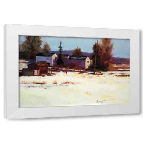 Winter Farm White Modern Wood Framed Art Print by Candy Rideout