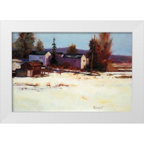 Winter Farm White Modern Wood Framed Art Print by Candy Rideout