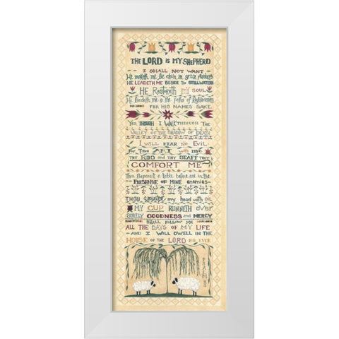 The Lord is My Shepherd White Modern Wood Framed Art Print by Shamp, Cindy