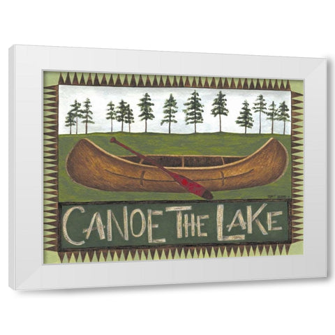 Canoe on the Lake White Modern Wood Framed Art Print by Shamp, Cindy