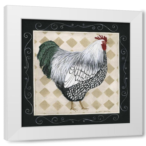 Rooster and Hen I White Modern Wood Framed Art Print by Shamp, Cindy