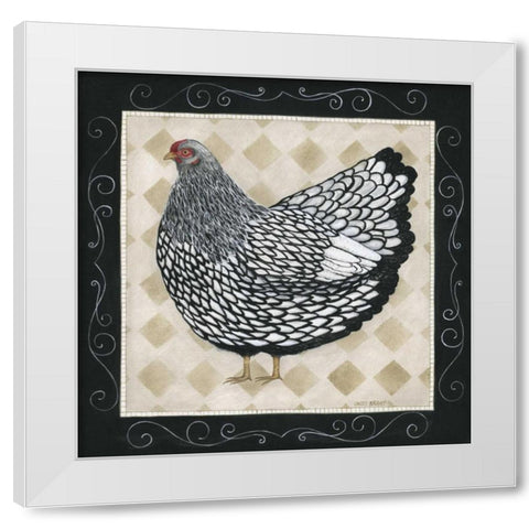 Rooster and Hen II White Modern Wood Framed Art Print by Shamp, Cindy