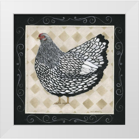 Rooster and Hen II White Modern Wood Framed Art Print by Shamp, Cindy