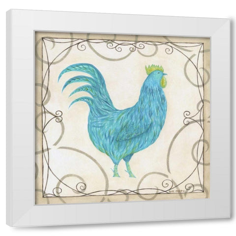 Teal Rooster I White Modern Wood Framed Art Print by Shamp, Cindy