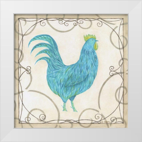 Teal Rooster I White Modern Wood Framed Art Print by Shamp, Cindy
