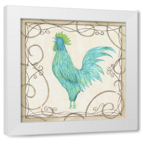 Teal Rooster II White Modern Wood Framed Art Print by Shamp, Cindy