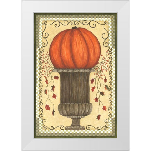 Put That Pumpkin on a Pedestal White Modern Wood Framed Art Print by Shamp, Cindy