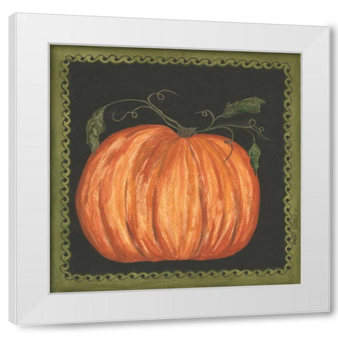 Pumpkin White Modern Wood Framed Art Print by Shamp, Cindy