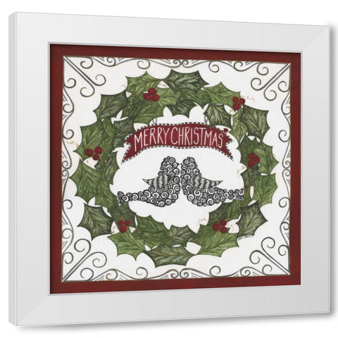 Merry Christmas Wreath White Modern Wood Framed Art Print by Shamp, Cindy