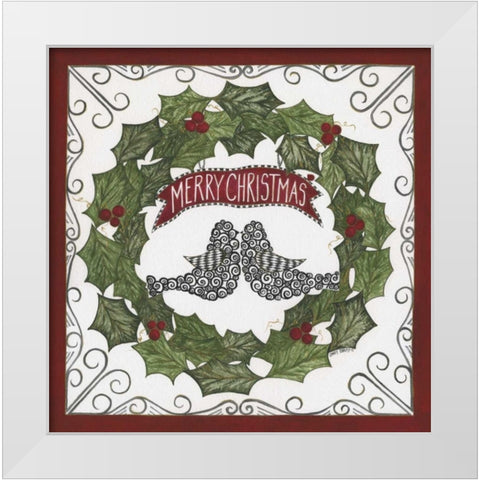 Merry Christmas Wreath White Modern Wood Framed Art Print by Shamp, Cindy