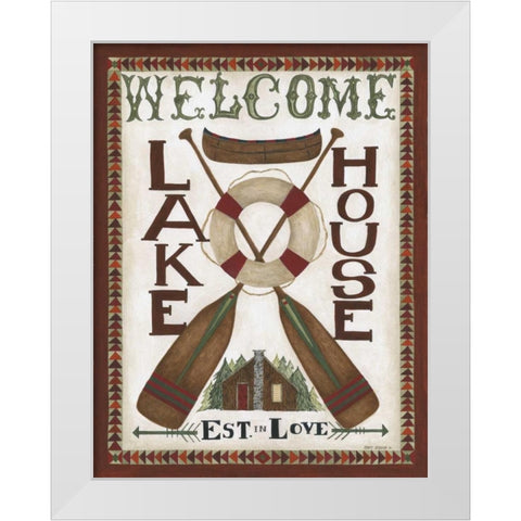 Lake House Welcome White Modern Wood Framed Art Print by Shamp, Cindy