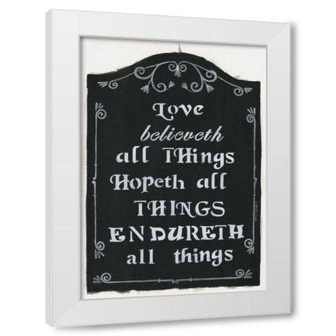 Love Believeth White Modern Wood Framed Art Print by Shamp, Cindy