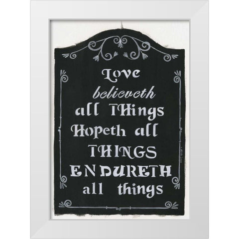 Love Believeth White Modern Wood Framed Art Print by Shamp, Cindy