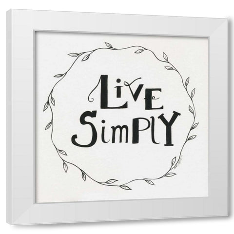 Live Simply Wreath White Modern Wood Framed Art Print by Shamp, Cindy