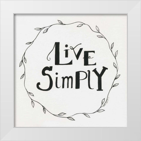 Live Simply Wreath White Modern Wood Framed Art Print by Shamp, Cindy