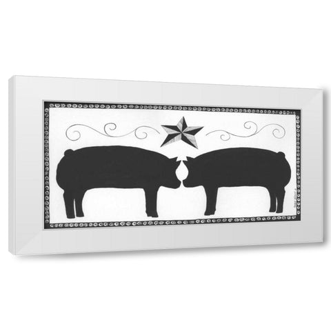 Pigs White Modern Wood Framed Art Print by Shamp, Cindy