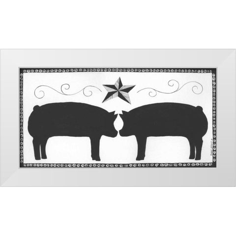 Pigs White Modern Wood Framed Art Print by Shamp, Cindy