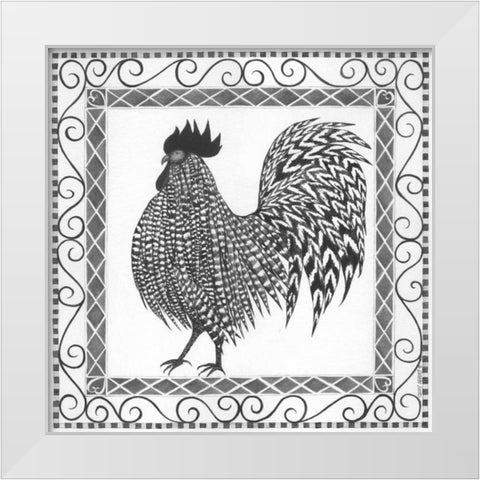 BandW Rooster II White Modern Wood Framed Art Print by Shamp, Cindy