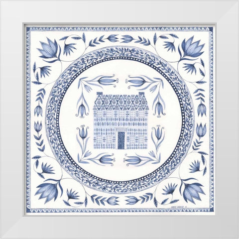 Country Blues Plate II White Modern Wood Framed Art Print by Shamp, Cindy