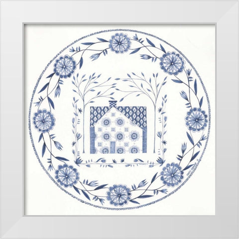 Country Blues Plate III White Modern Wood Framed Art Print by Shamp, Cindy