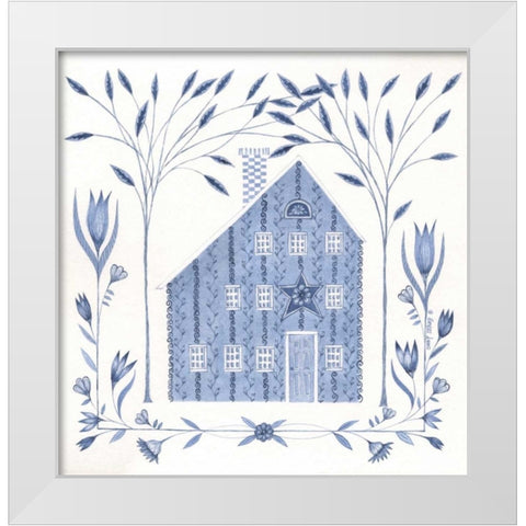 Country Blue House III White Modern Wood Framed Art Print by Shamp, Cindy